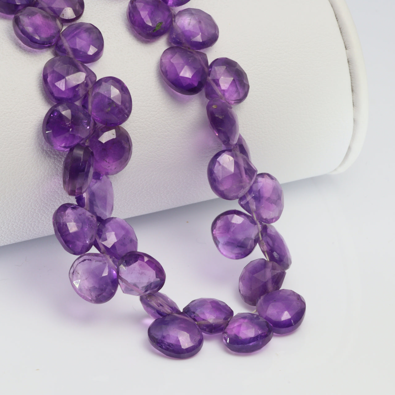 Purple Amethyst 8mm Faceted Heart Shaped Briolettes