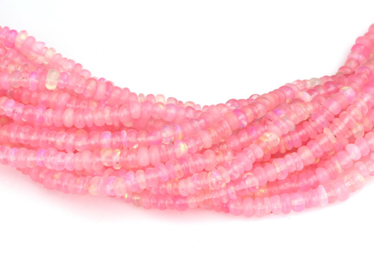 Pink Ethiopian Opal 2.5mm Smooth Rondelles Bead Strand