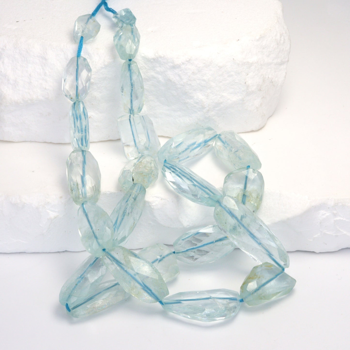 Blue Aquamarine 10x8mm Faceted Nuggets