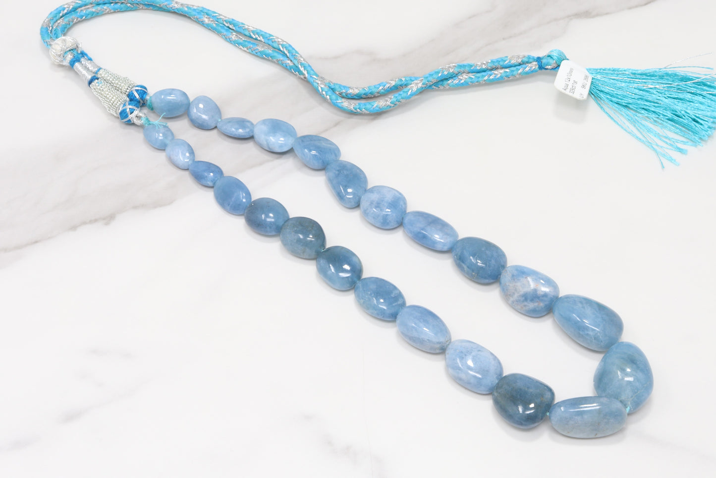 Blue Milky Aquamarine 12x10mm - 20x16mm Smooth Nuggets 1 Strand Bead Necklace