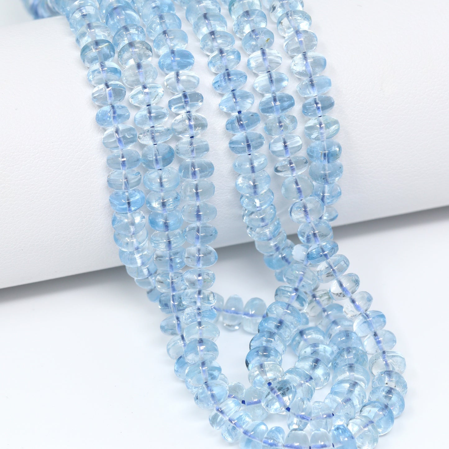 Blue Aquamarine 5mm Smooth Rondelles Bead Strand