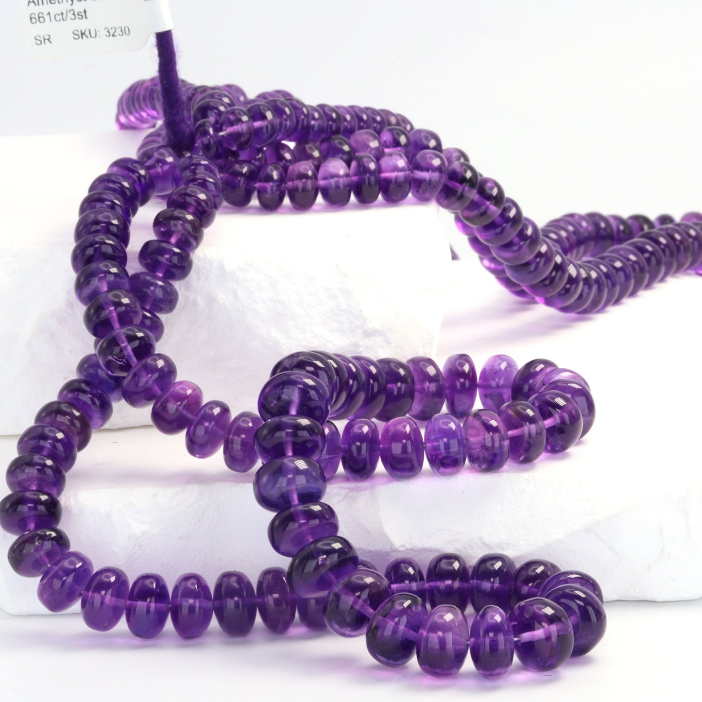Purple Amethyst 6mm Smooth Rondelles