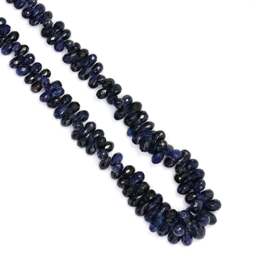 Navy Blue Sapphire 5x3mm - 6x4mm Faceted Teardrop Briolettes Bead Strand