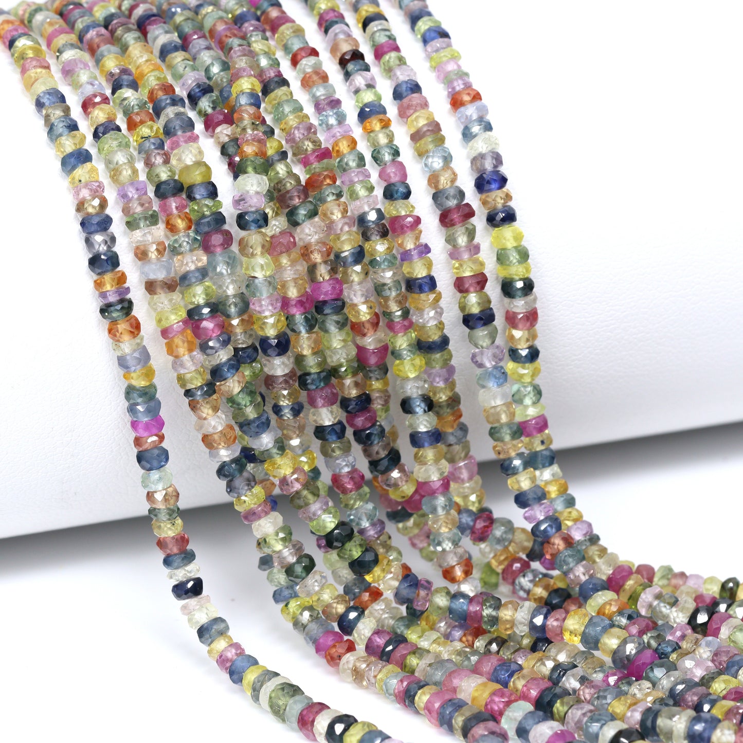 Multi Sapphire 2.5mm – 3.5mm Hand Faceted Rondelles Bead Strand