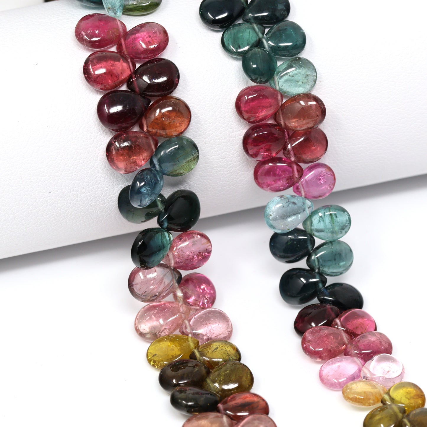 Watermelon Tourmaline 8x6mm Smooth Pear Briolettes Bead Strand