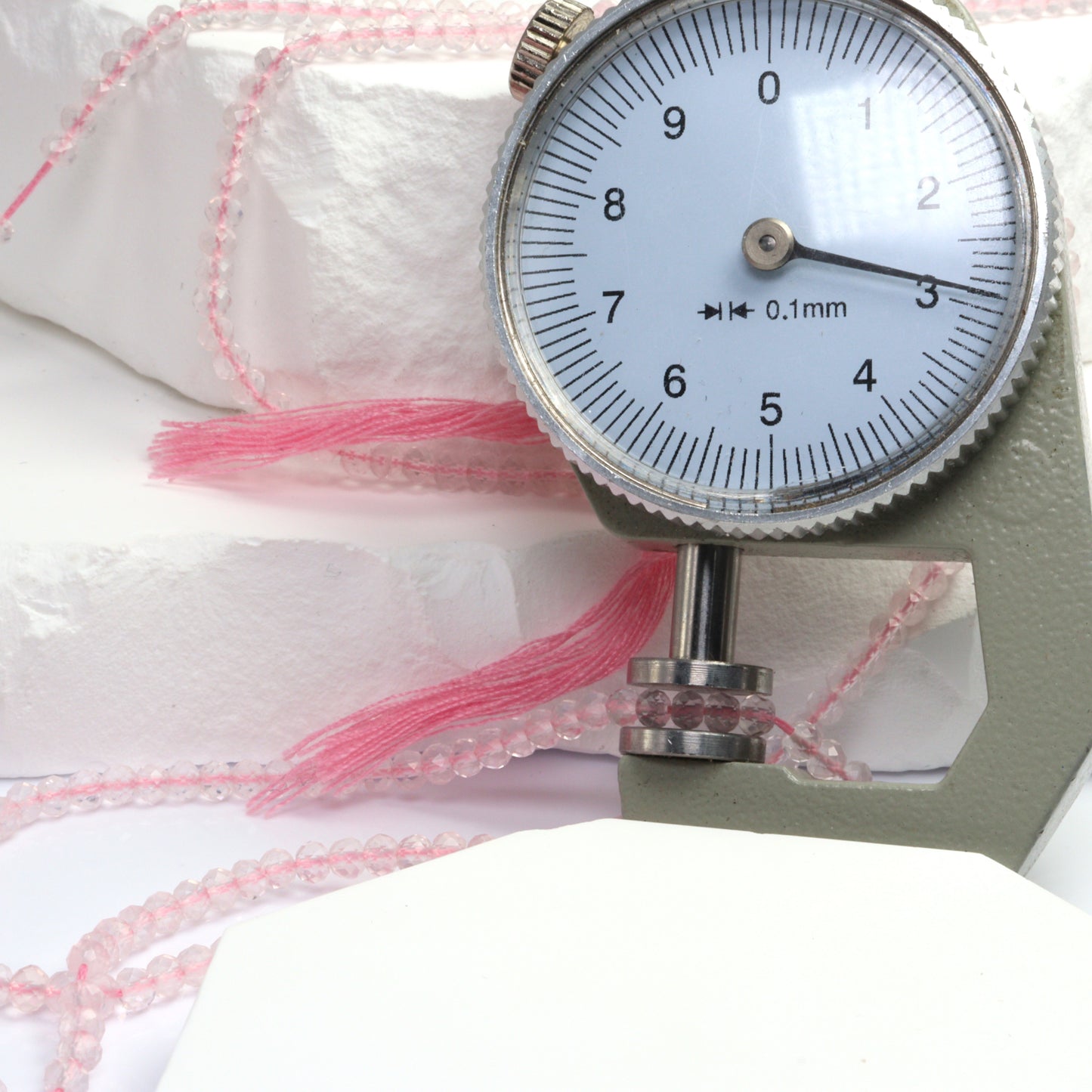 Pink Rose Quartz 3mm Faceted Rondelles Bead Strand