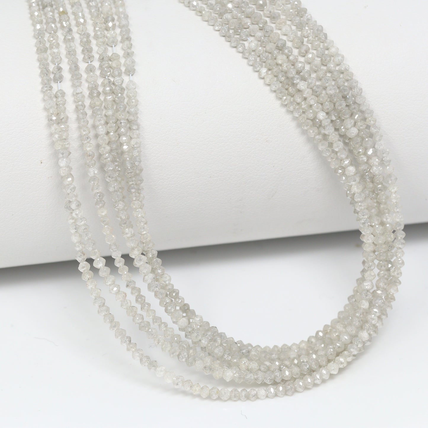 Gray Diamond 1.8mm – 2.2mm Hand Faceted Rondelles Bead Strand