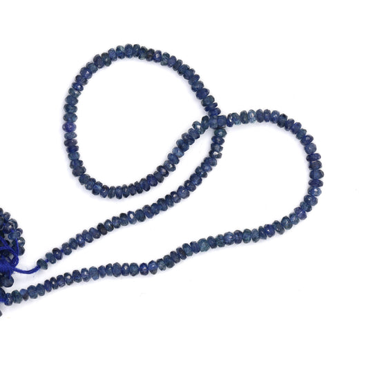 Royal Blue Sapphire 2.5mm Hand Faceted Rondelles Bead Strand