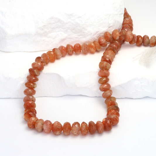 Brown Sunstone 8mm Faceted Rondelles Bead Strand