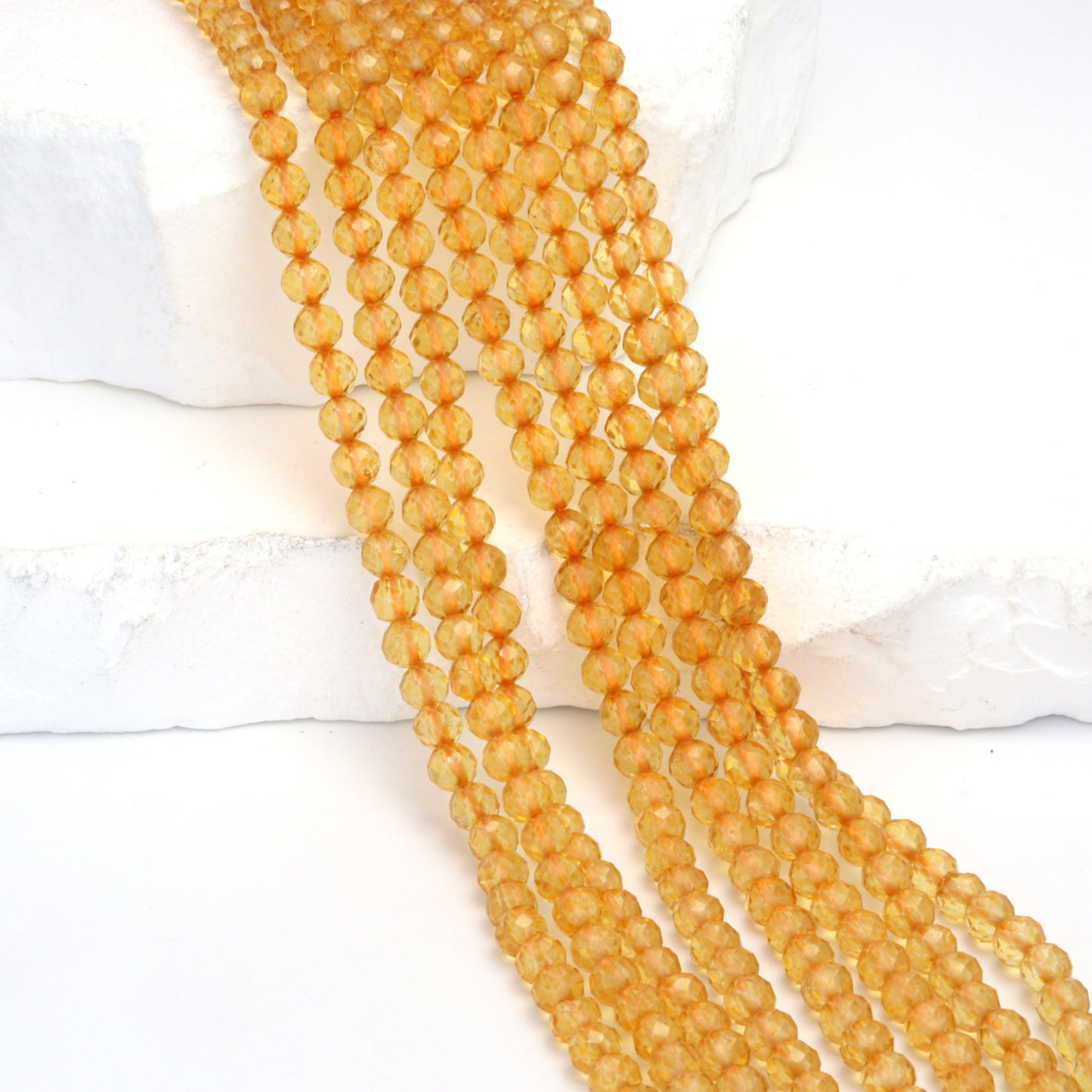 Yellow Citrine 4mm Faceted Rounds Bead Strand