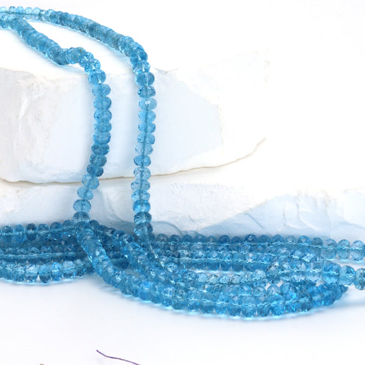 Swiss Blue Topaz 4mm Faceted Rondelles