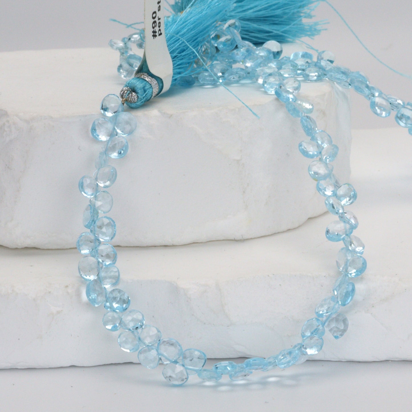 Sky Blue Topaz 4mm Faceted Heart Shaped Briolettes