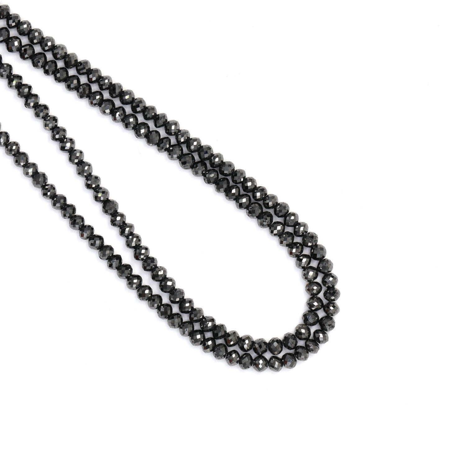 Black Diamond 3mm Hand Faceted Rondelles Bead Strand