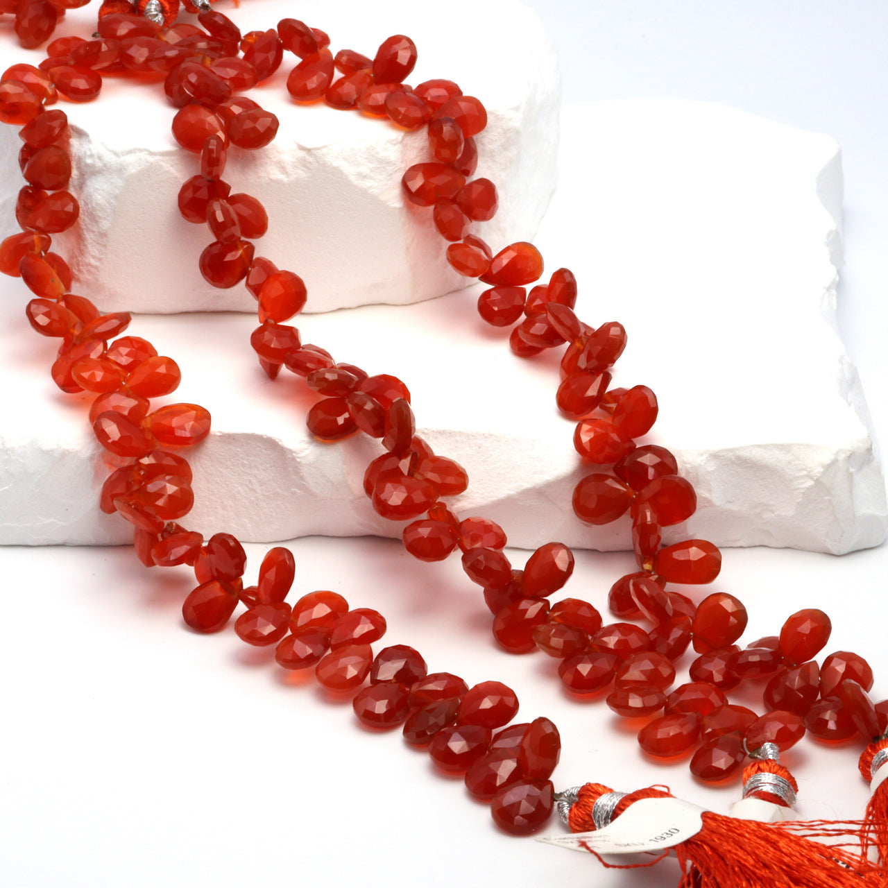 Burnt Orange Carnelian 9x7mm Faceted Pear Shaped Briolettes Bead Strand