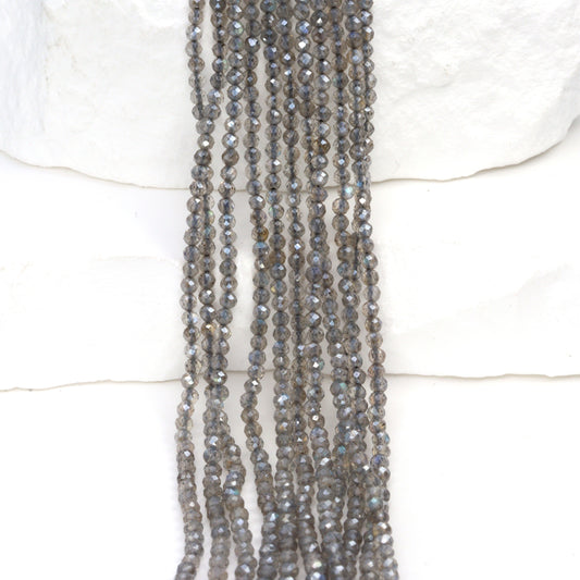 Coated Labradorite 2mm Faceted Rounds Bead Strand