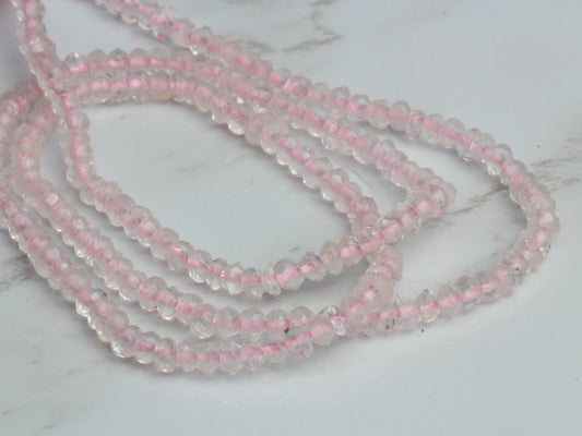 Pink Rose Quartz 2.5mm Faceted Rondelles