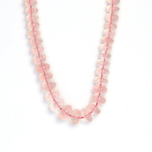 Pink Rose Quartz 6mm - 8mm Smooth Rondelles Bead Strand