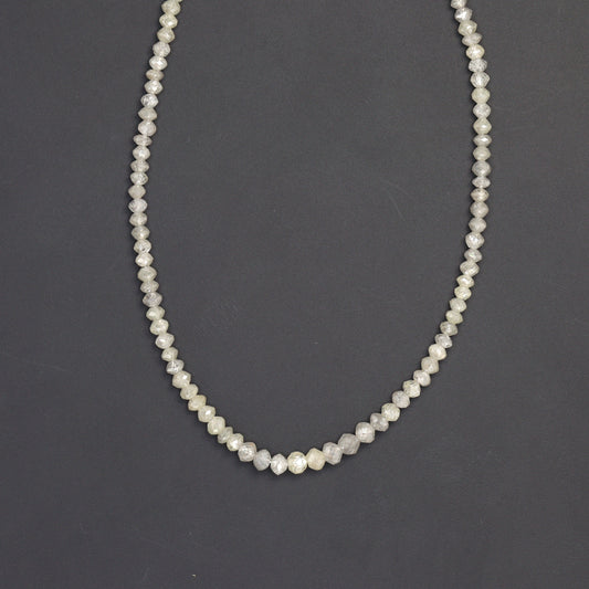 Gray Diamond 2.1mm - 2.7mm Hand Faceted Rondelles Bead Strand