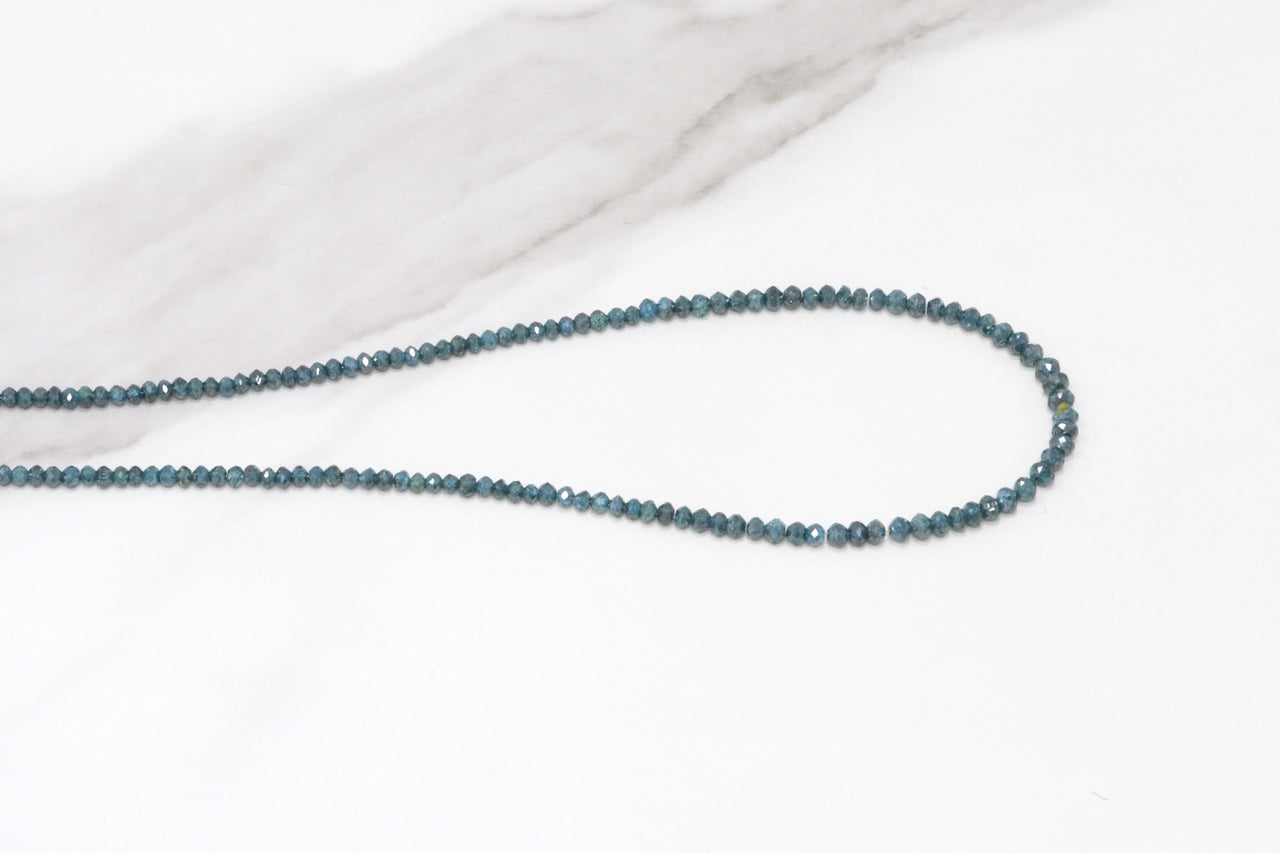 Blue Diamond 2.25mm - 2.75mm Hand Faceted Rondelles Bead Strand