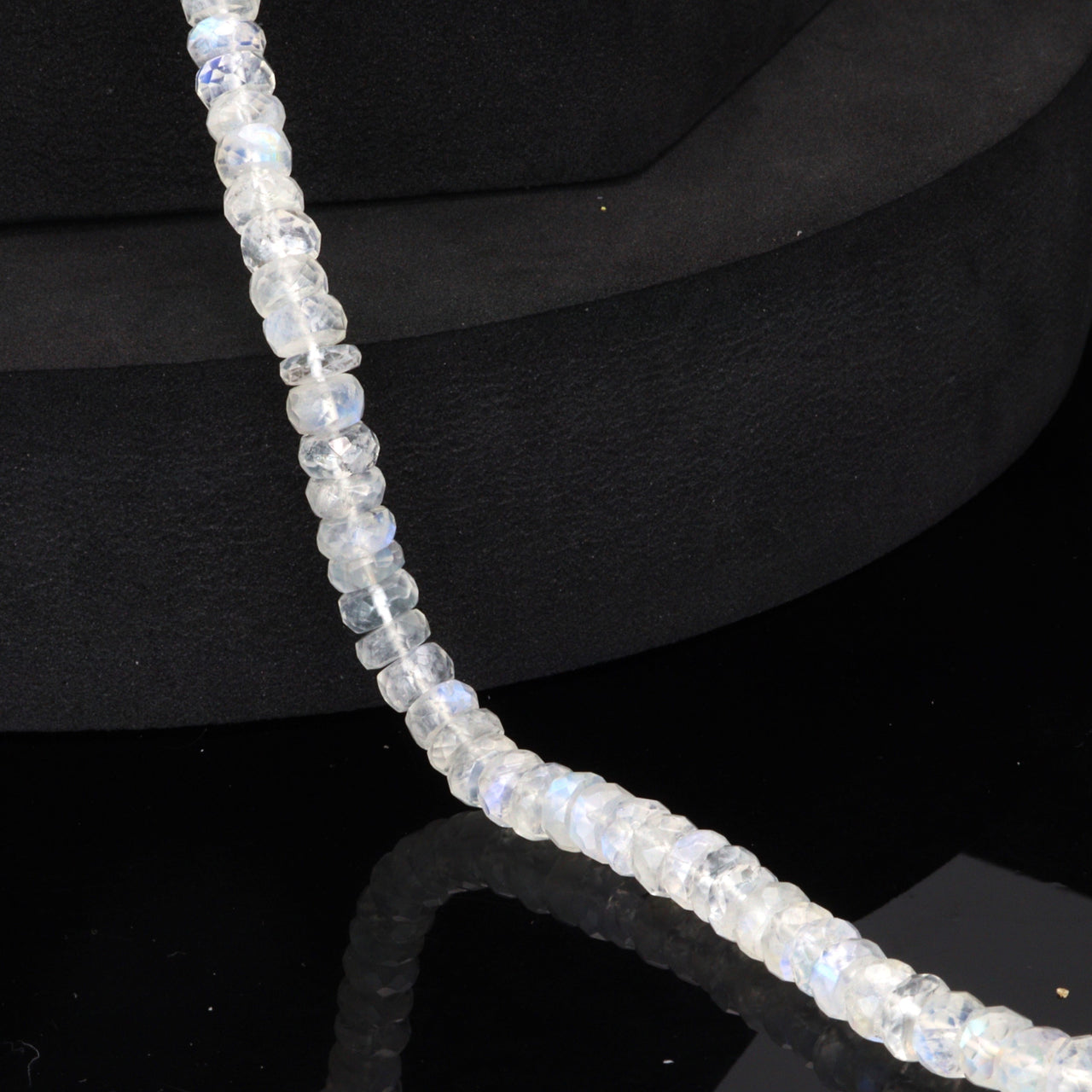 AA Blue Rainbow Moonstone 6mm Faceted Rondelles