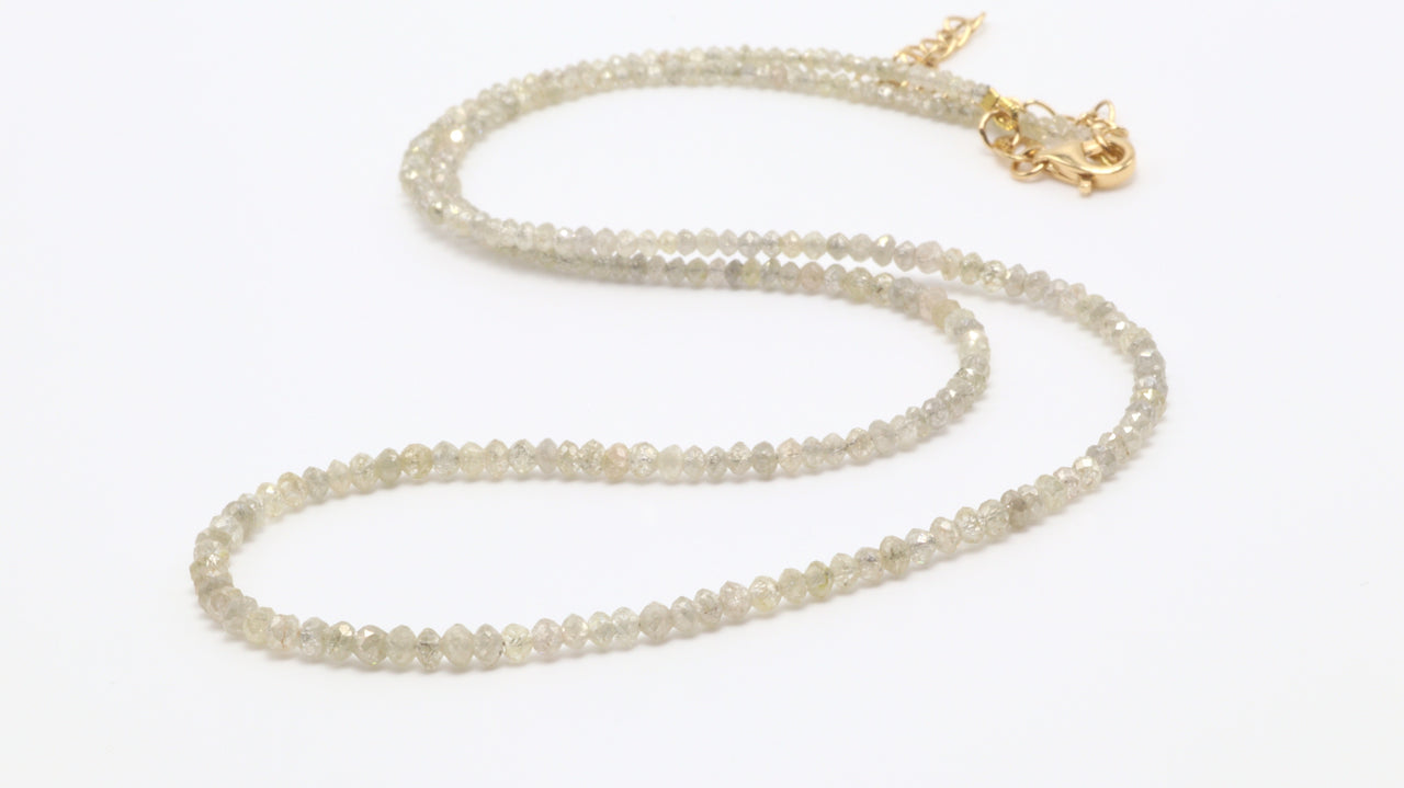 18k YG 16+2" Taupe Diamond Bead Necklace (~16ct)