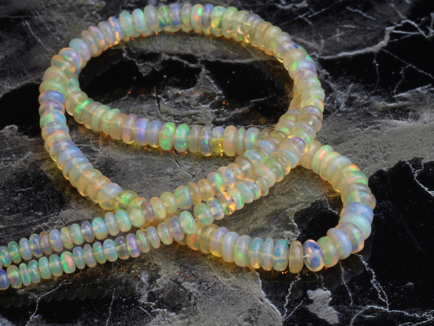 Yellow Ethiopian Opal 3mm Smooth Rondelles