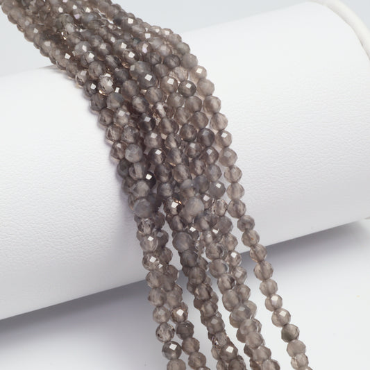 Gray Agate 3mm Faceted Rounds Bead Strand