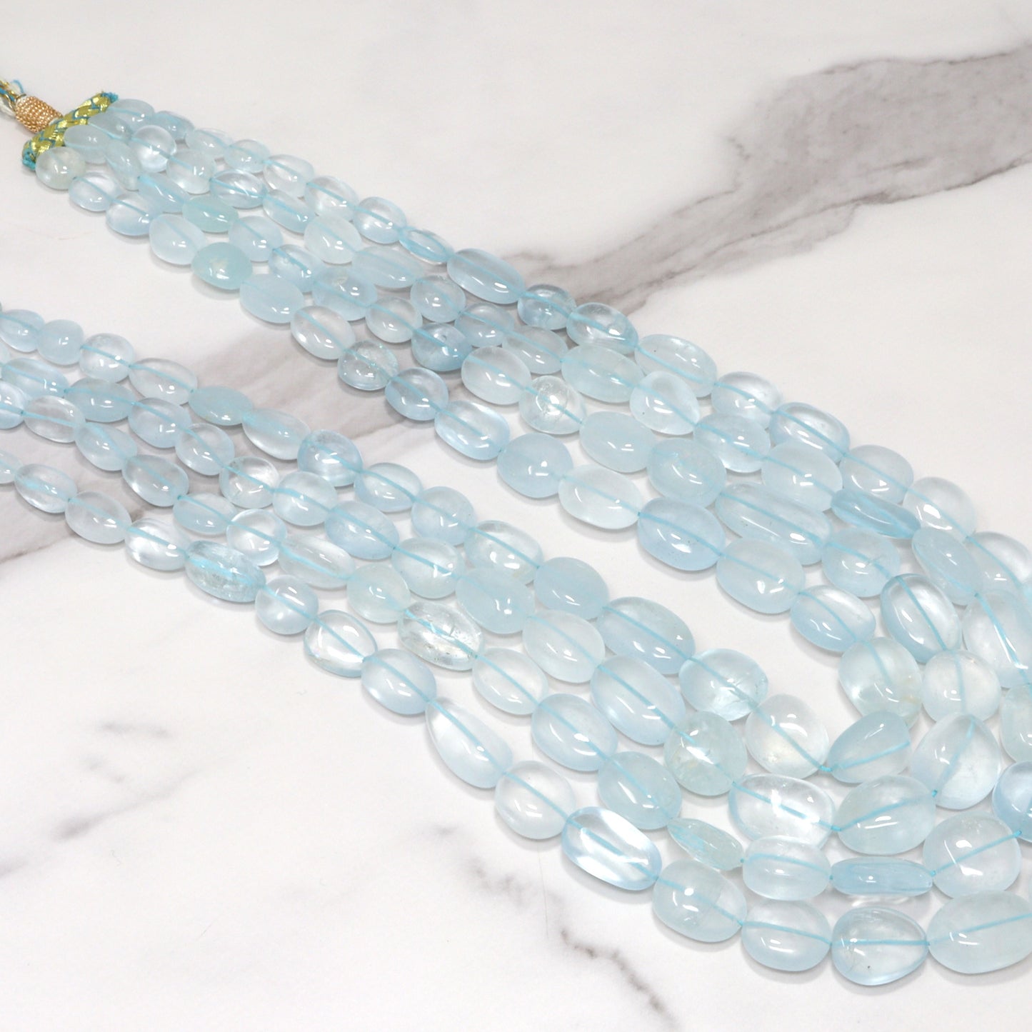 Blue Aquamarine 11x9mm – 20x16mm Smooth Nuggets 1 Strand Bead Necklace