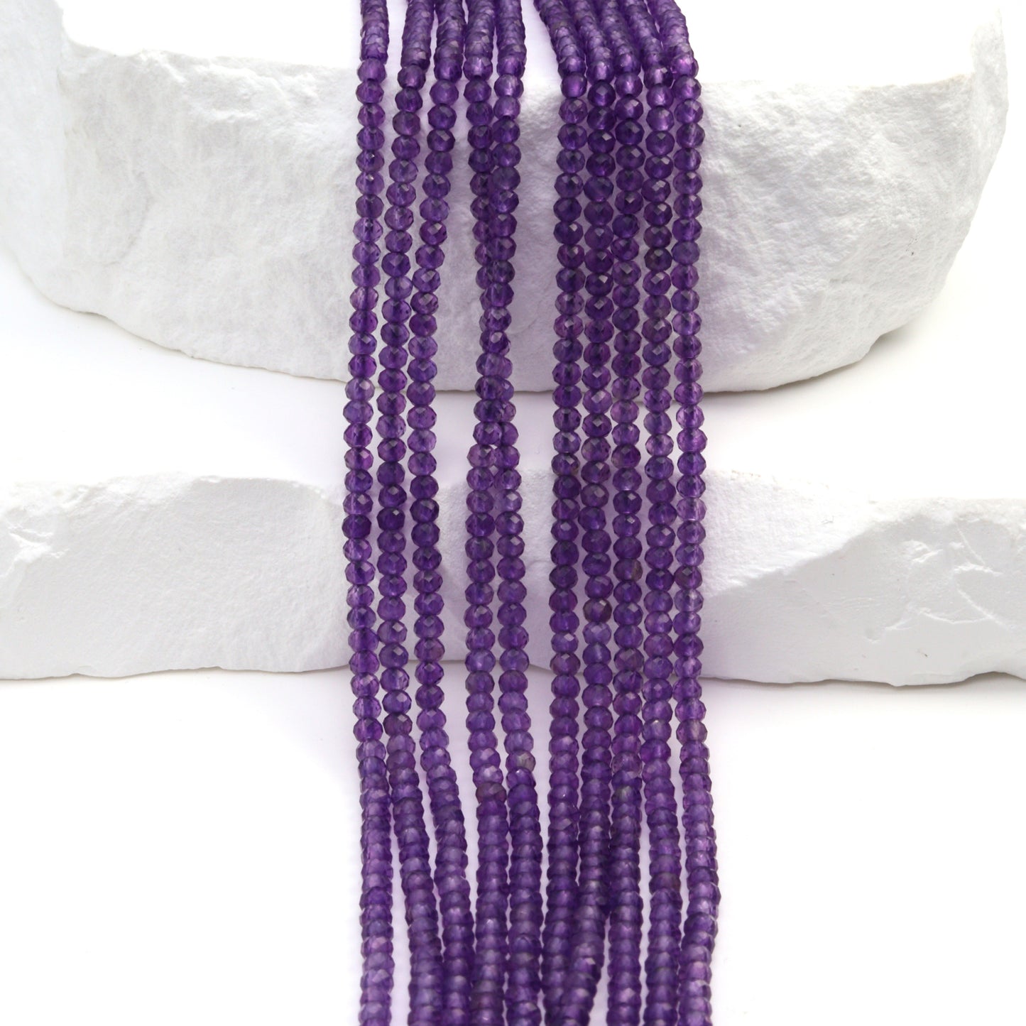 Purple Amethyst 2mm Faceted Rounds Bead Strand