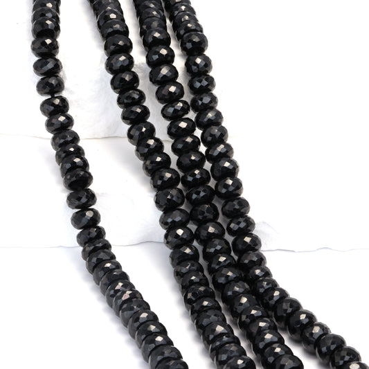 Black Spinel 8mm Faceted Rondelles