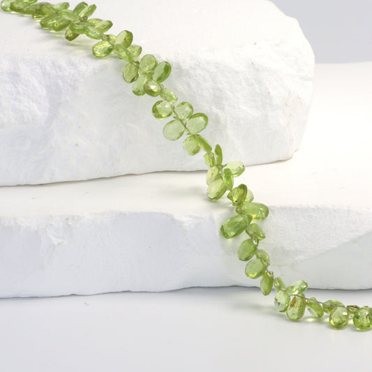Green Peridot 6x4mm Faceted Pear Shaped Briolettes