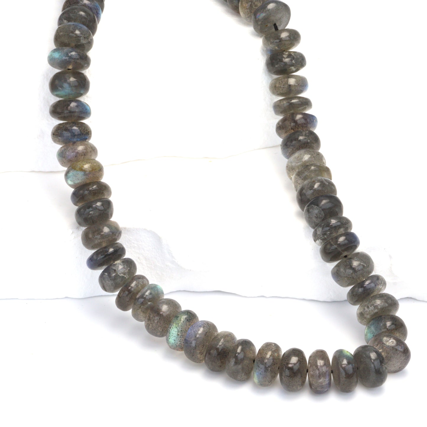 Blue Labradorite 9mm Smooth Rondelles Bead Strand