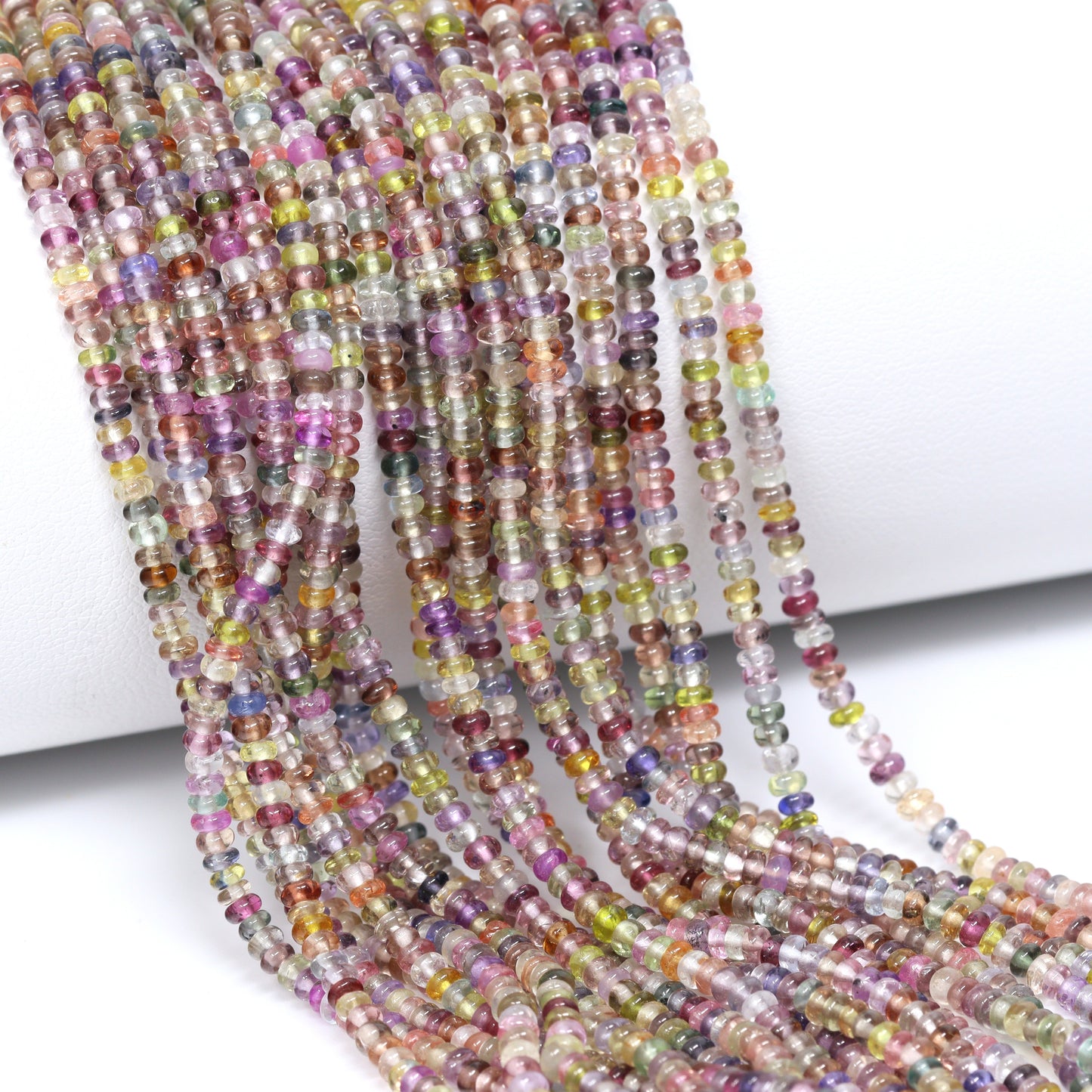 Multi Sapphire 2.5mm Smooth Rondelles Bead Strand