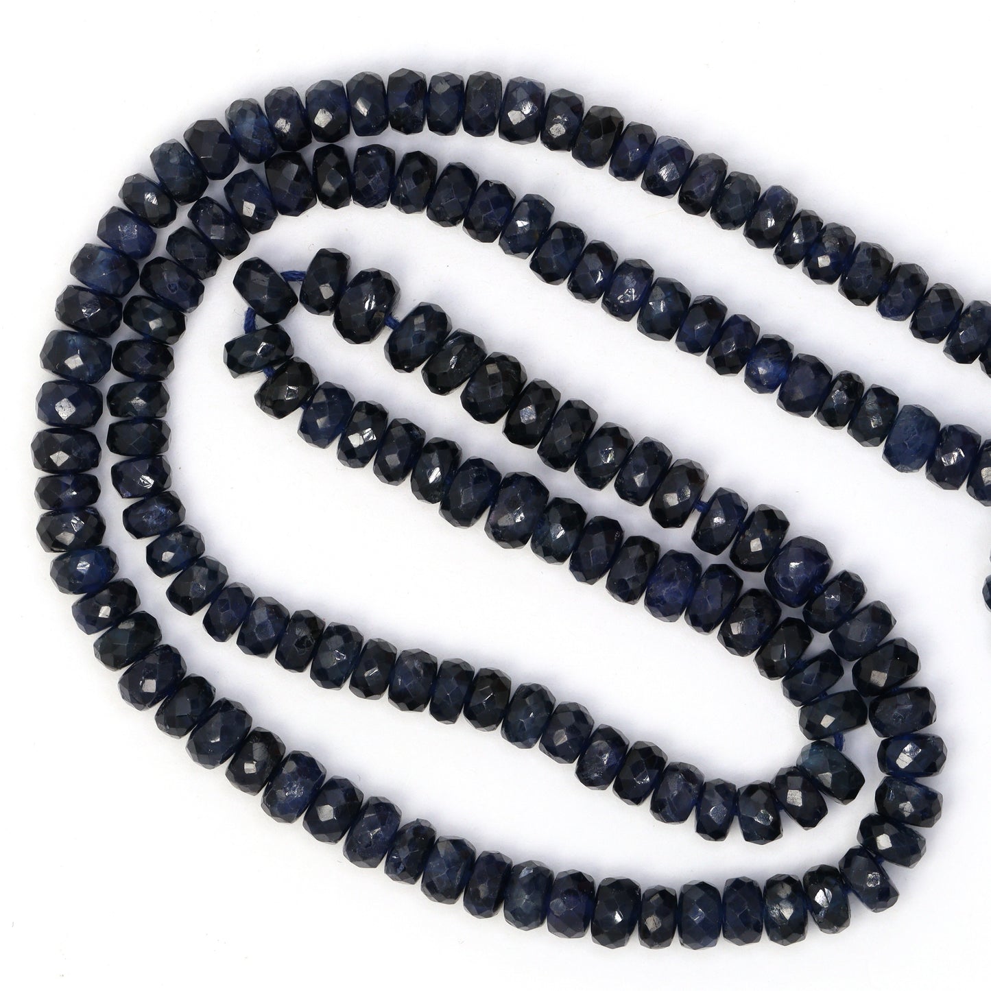 Deep Navy Blue Sapphire 4.5mm - 5mm Faceted Rondelles Bead Strand