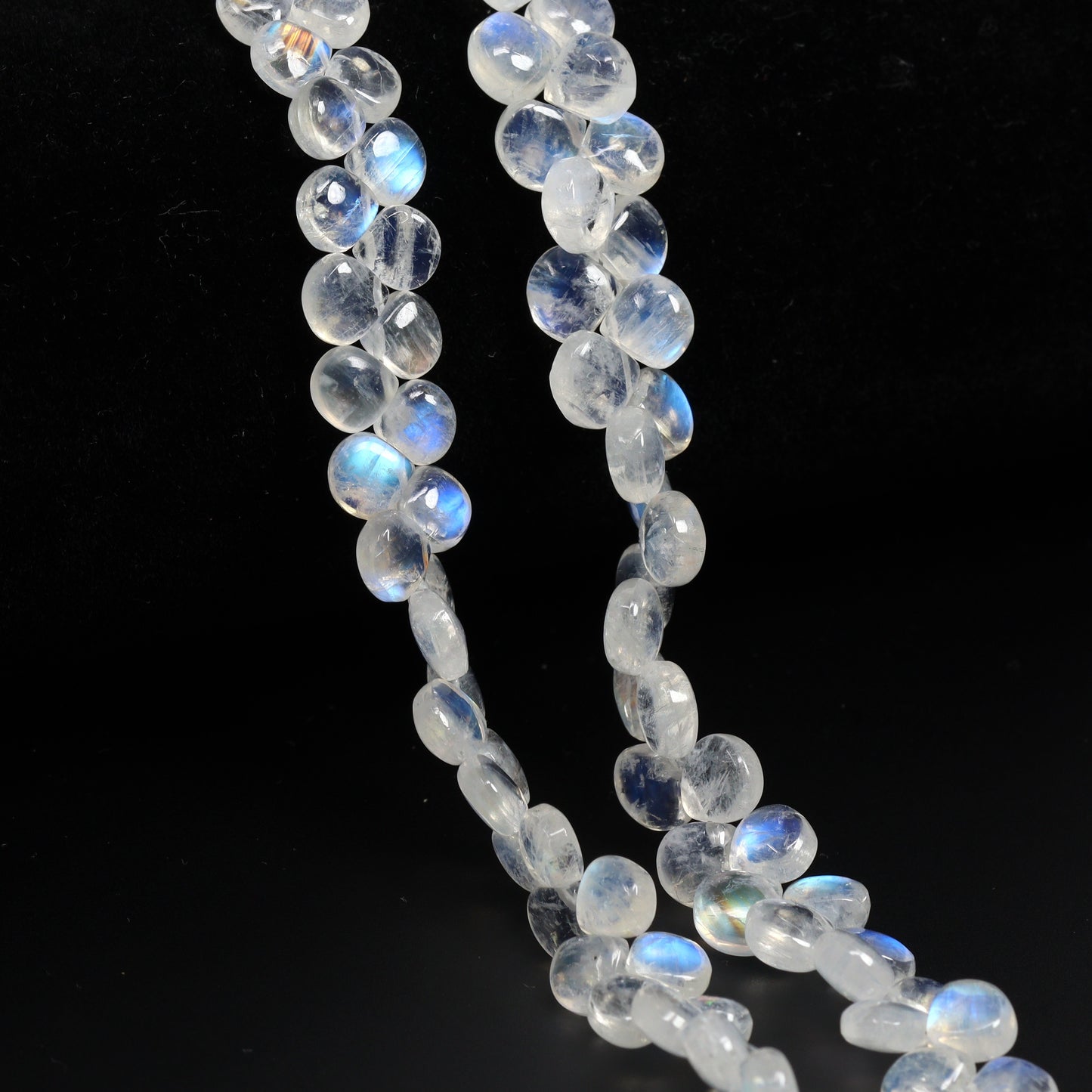Rainbow Moonstone 7mm Smooth Heart Briolettes Bead Strand