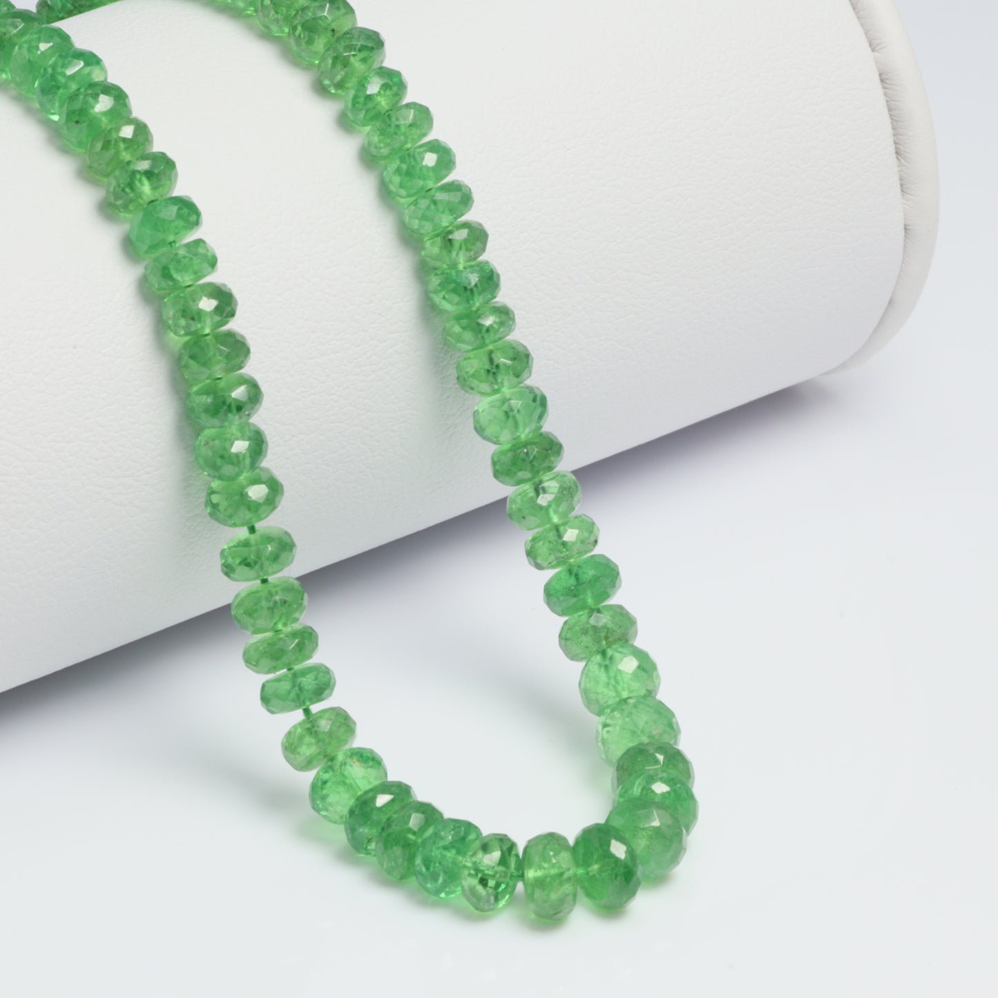 Green Tsavorite 4mm - 5.5mm Hand Faceted Rondelles Bead Strand