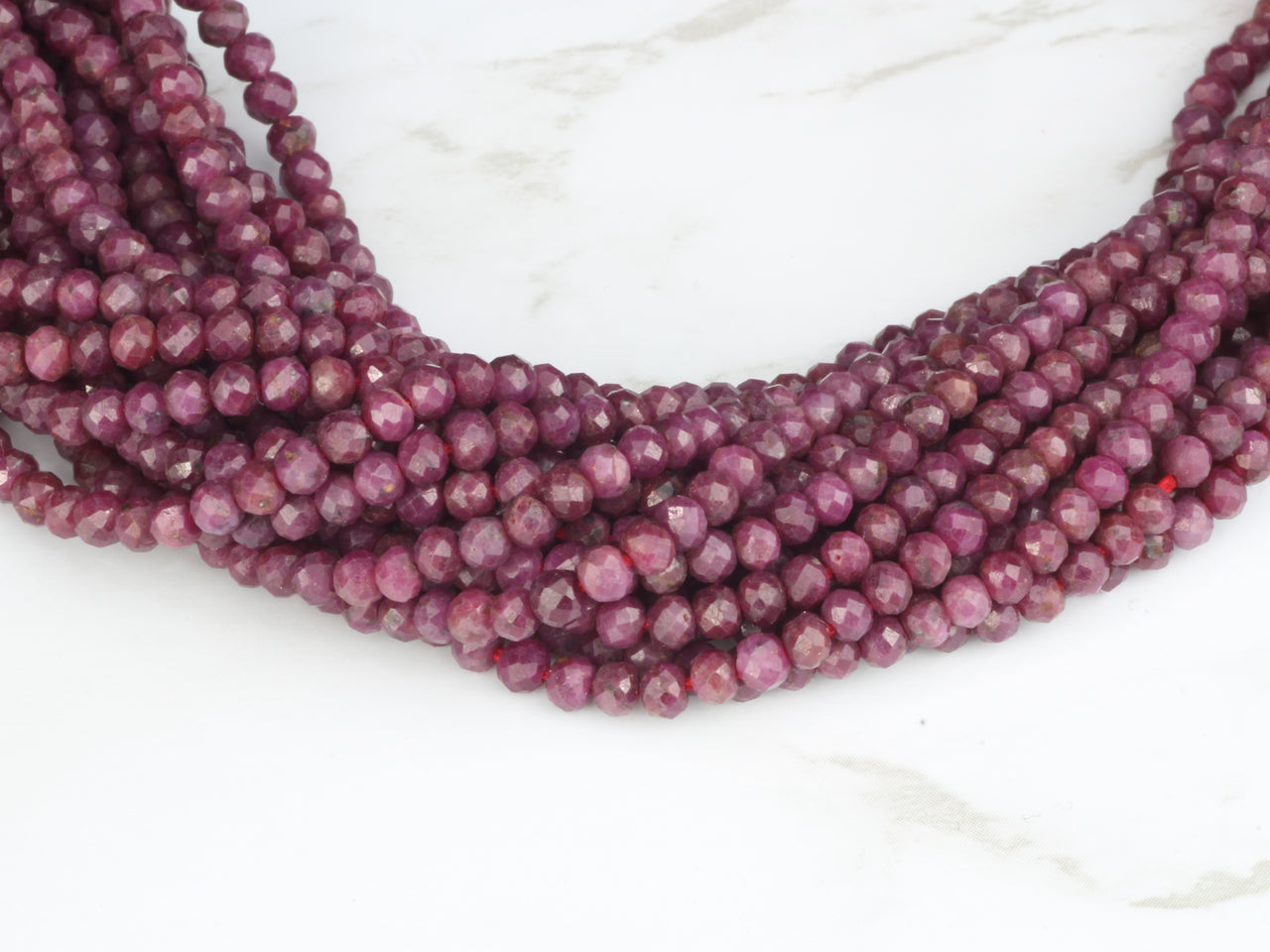 Red Ruby 3mm Faceted Rondelles Bead Strand