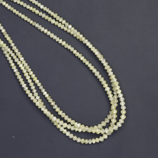 Champagne Diamond 2mm - 2.6mm Hand Faceted Rondelles Bead Strand