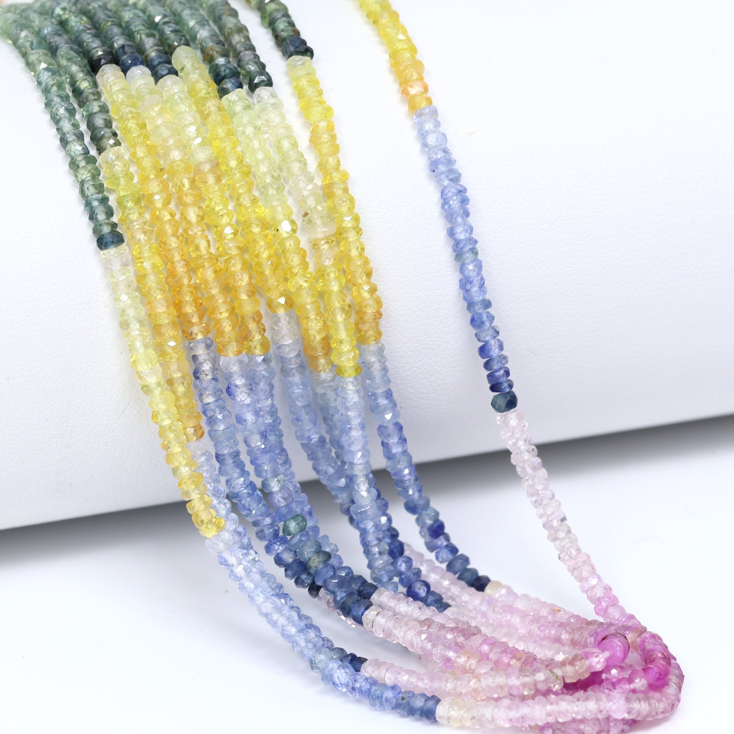 Multi Sapphire 2.5mm Hand Faceted Rondelles Bead Strand
