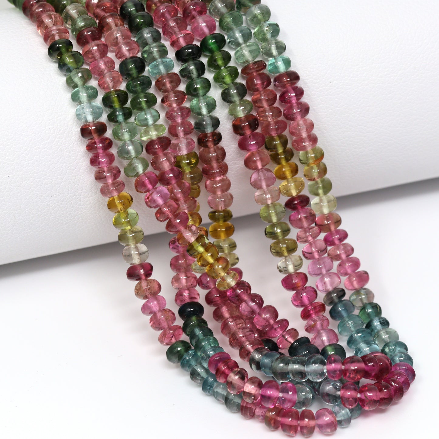 Watermelon Tourmaline 4mm Smooth Rondelles Bead Strand