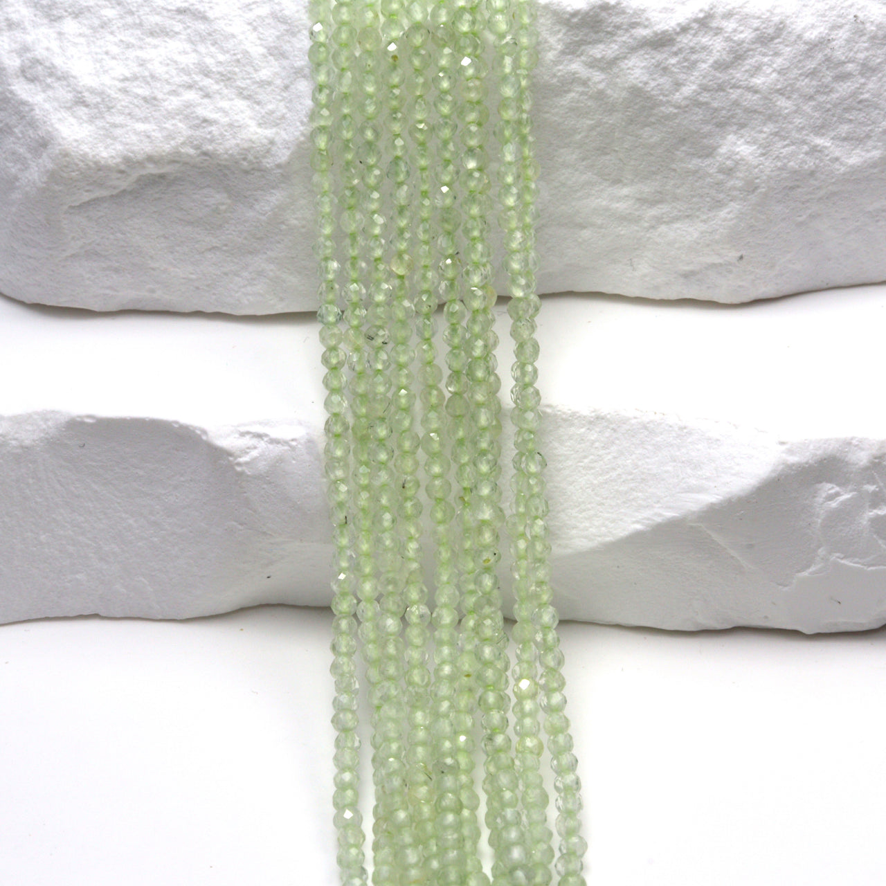 Green Prehnite 2mm Faceted Rounds