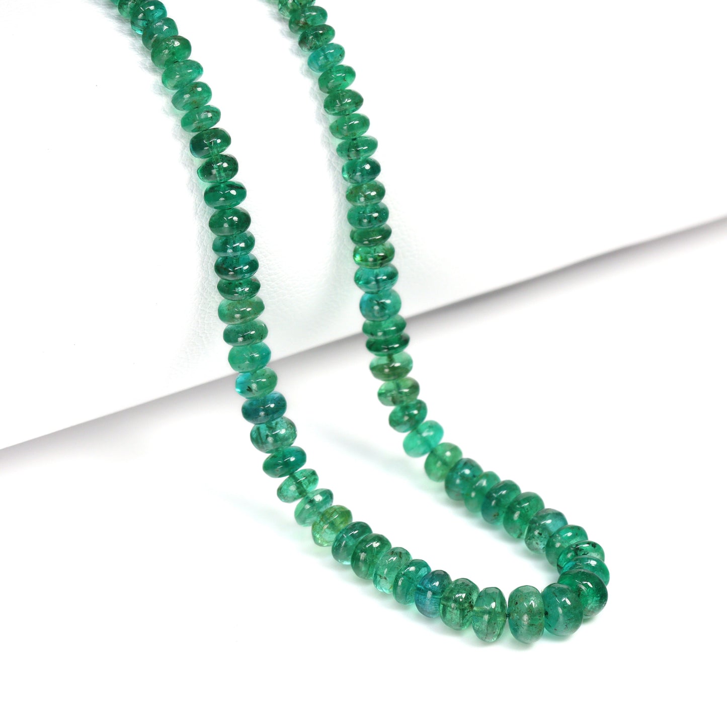 Green Emerald 3mm – 5mm Smooth Rondelles Bead Strand