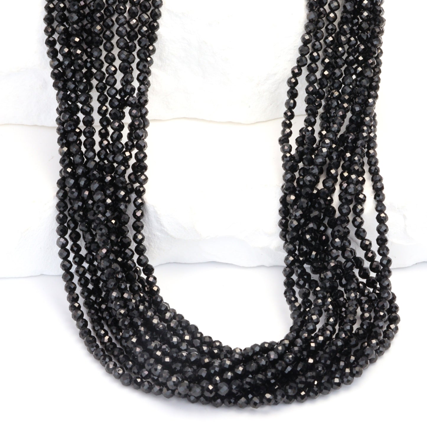 Black Spinel 2.5mm Faceted Rounds Bead Strand