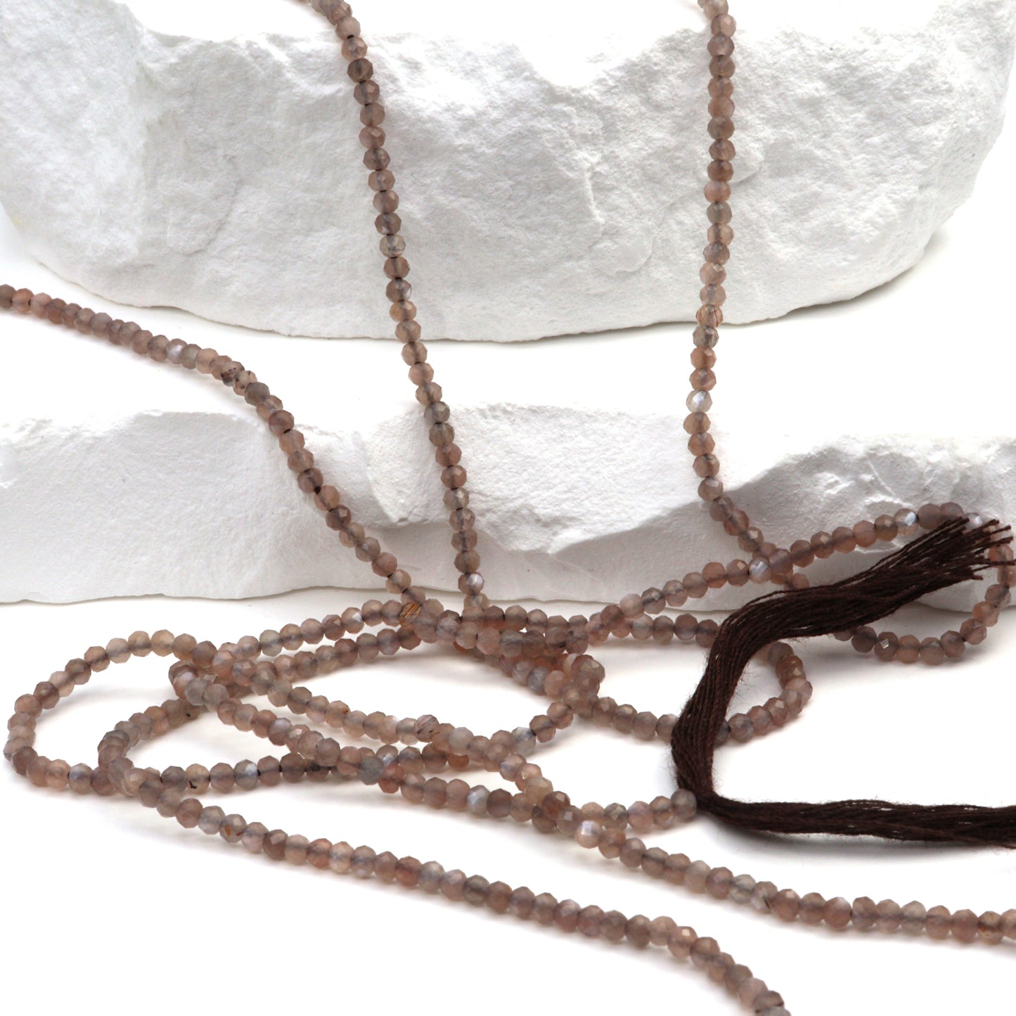 Chocolate Moonstone 2mm Faceted Rounds Bead Strand