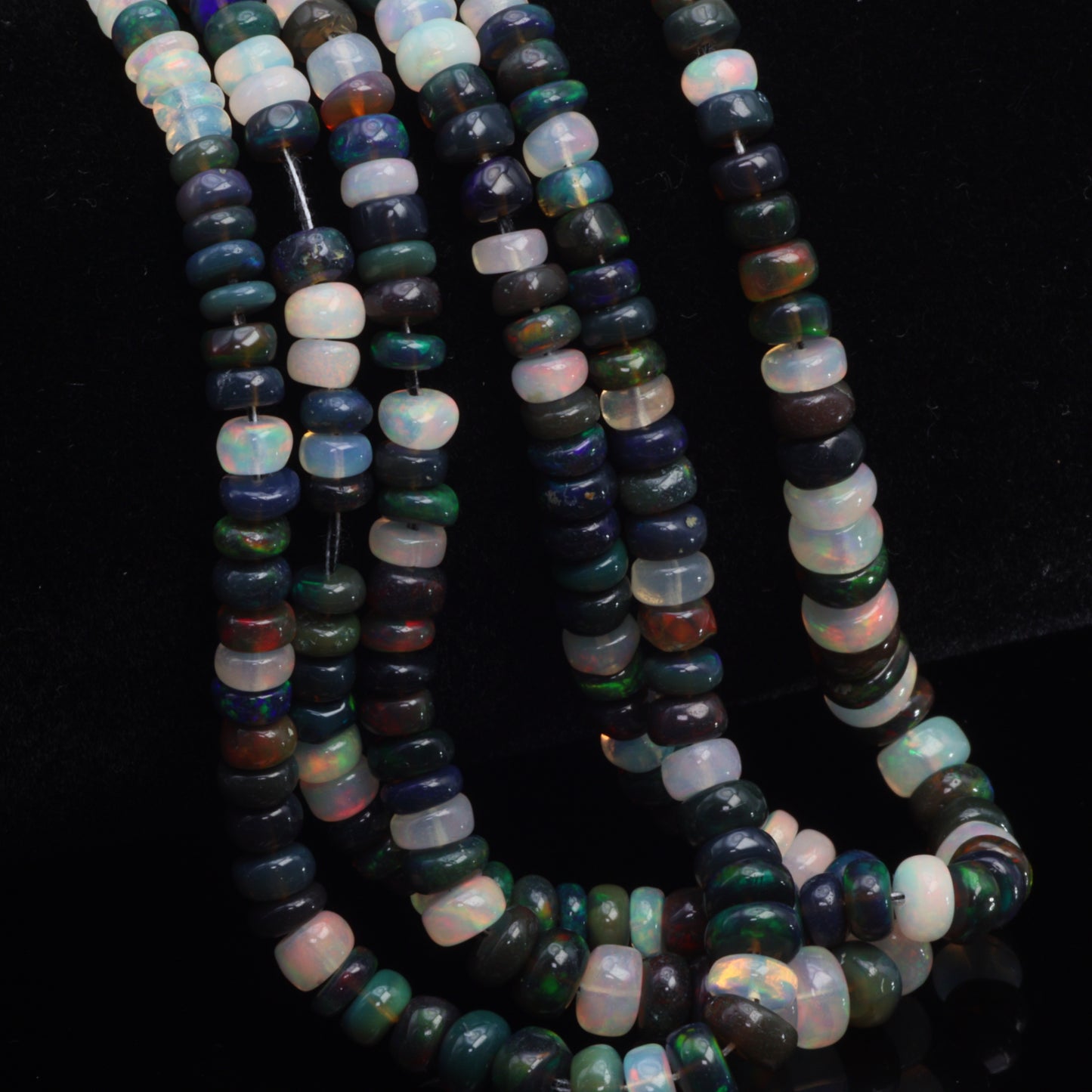 Multi Black and White Ethiopian Opal 3mm Smooth Rondelles