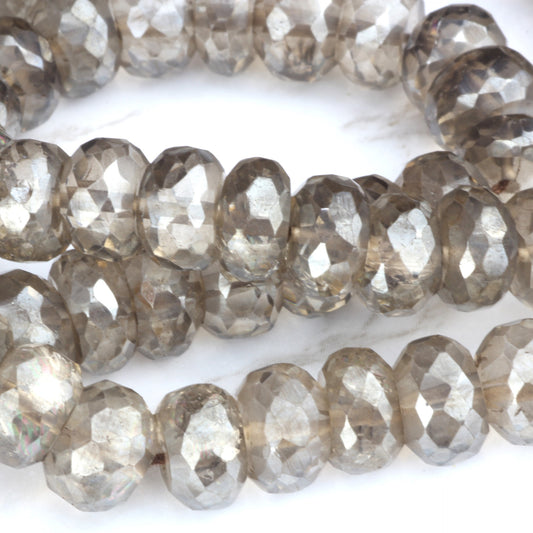 Coated Brown Smoky Quartz 8mm Faceted Rondelles
