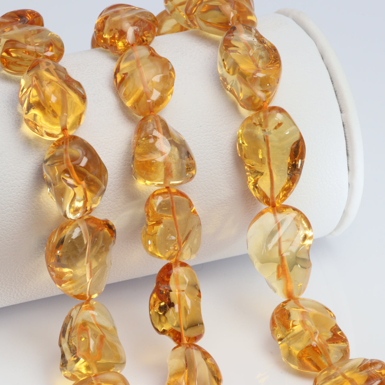AA Yellow Citrine 14x10mm Smooth Nuggets Bead Strand