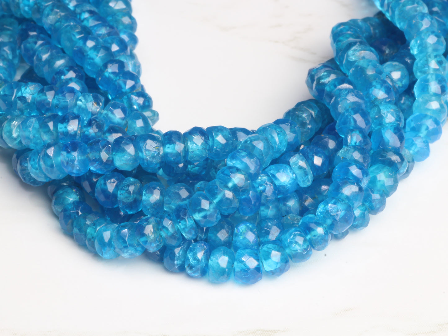 Neon Blue Apatite 4.5mm Faceted Rondelles