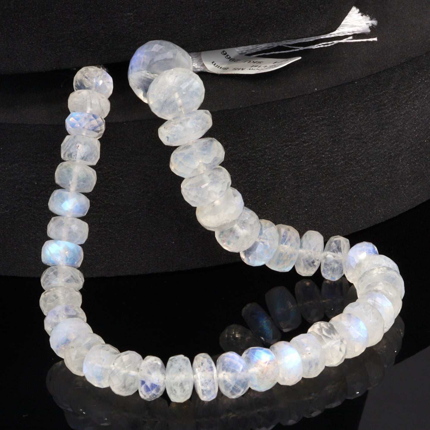Blue Rainbow Moonstone 8mm - 10mm Faceted Rondelles Bead Strand