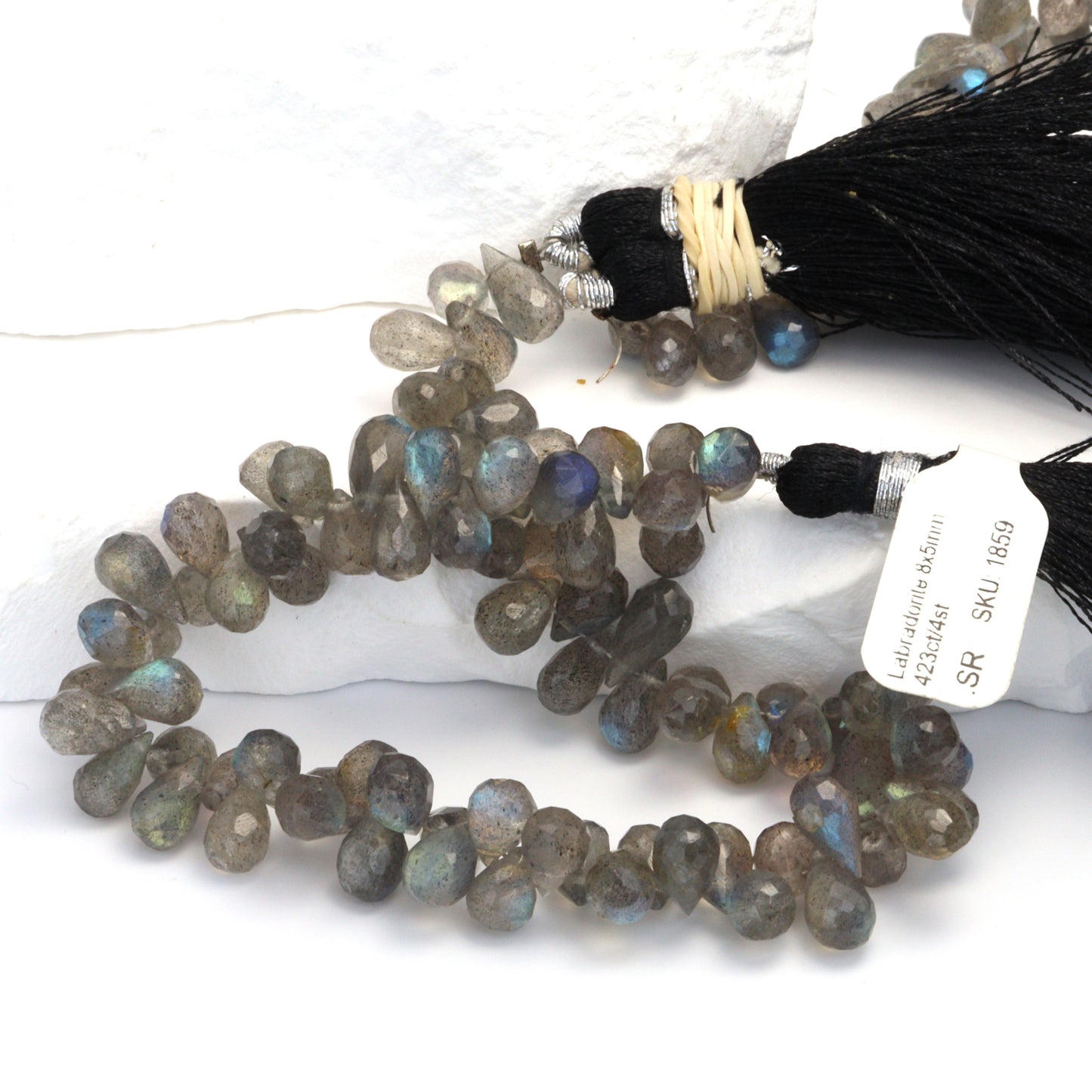 Blue Labradorite 8x5mm Faceted Teardrop Briolettes Bead Strand